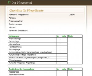 Checkliste Pflegedienste Das Pflegeportal